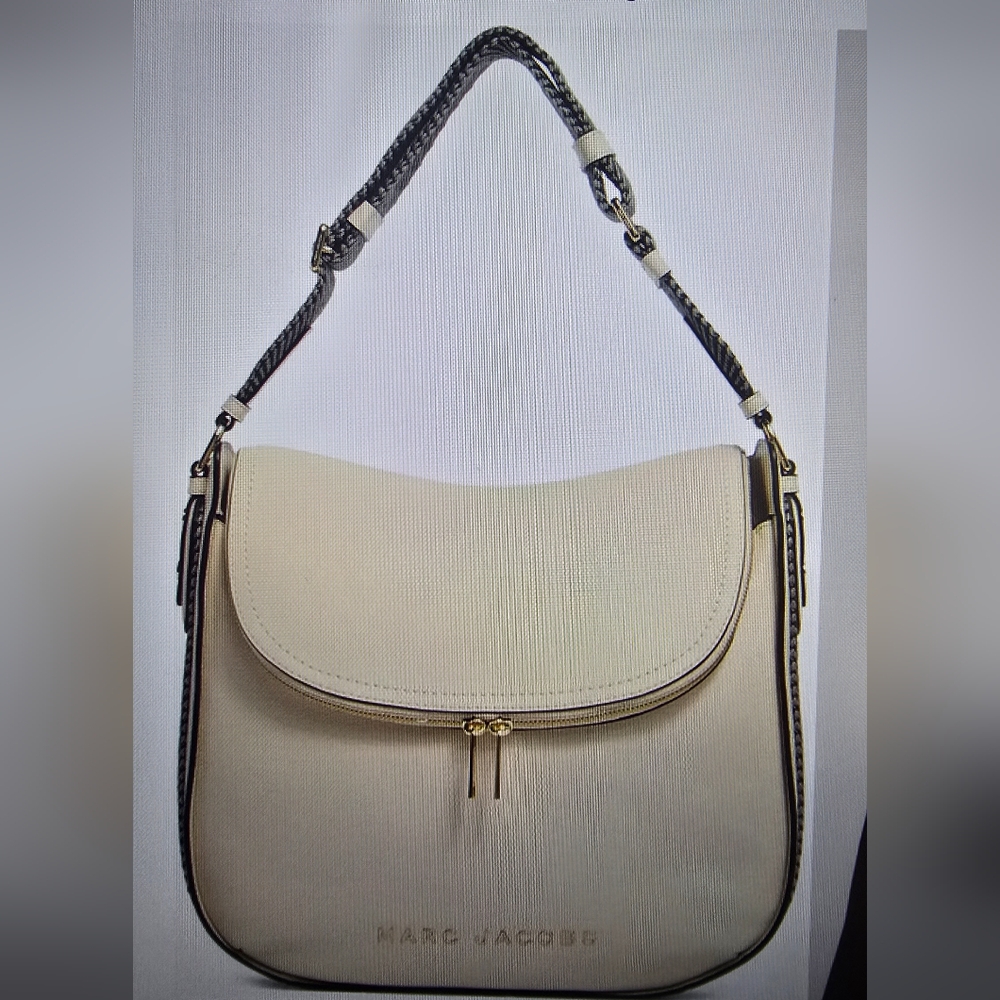 Marc Jacobs Cream and Black Shoulder Bag Groove 2.0 Webbing Hobo